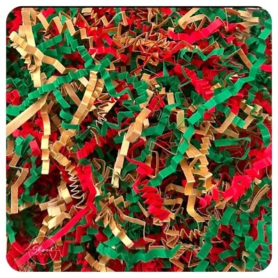 SHREDASTIC Christmas Shredded Paper Mix Gold Red Spruce Hamper Fill Gift Packaging Xmas