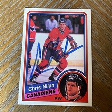 Autographed 1984-85 Topps CHRIS NILAN. TOUGH AUTO.      #L-1