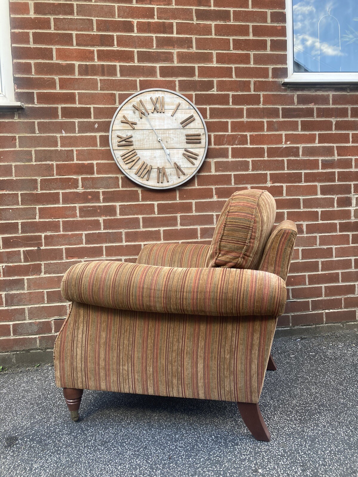 Parker Knoll Westbury Armchair Brass Castors RRP £1050 Baslow Stripe Chenille eBay