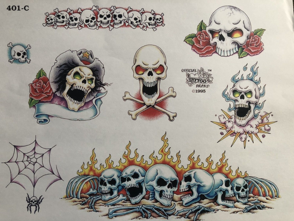 Tattoo flash, #401 C thru #600 C J.D. Crowe color sheets 