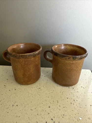 [2] Vintage McCoy Pottery Canyon Mesa Stoneware Coffee Mug-Brown - #1412
