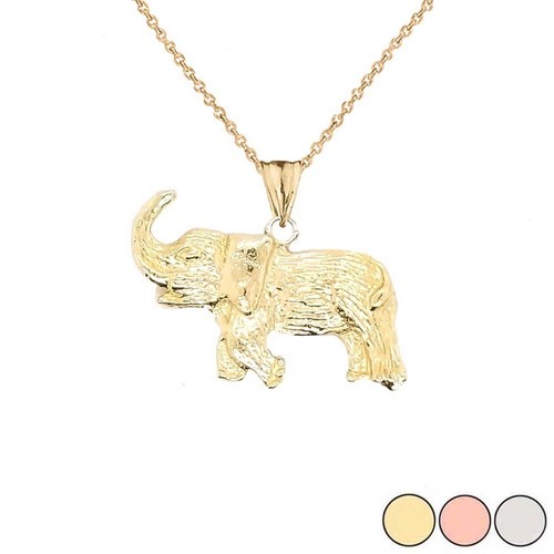 Solid Gold Joyful Elephant Pendant 