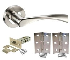 Door Handles Modern Astrid on Rose Duo Chrome Finish w/ Hinge and Latch - 1 Pair