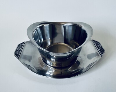  Japan Gravy  Sauce Stainless Steel Boat Bowl Saucer RETRO Vintage Denmark MCM