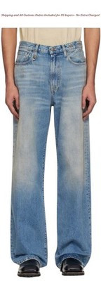 R13 D'Arcy Loose Men Jeans 33 Veiled Blue Whiskered Faded Zip SS25 -