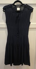 Chanel Dark Navy Blue Silk Dress Size 36 Made in France