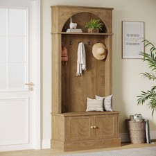 70.86" Hall Tree With Shoe Storage Bench, 4-In-1 Entryway Bench With Coat Rack