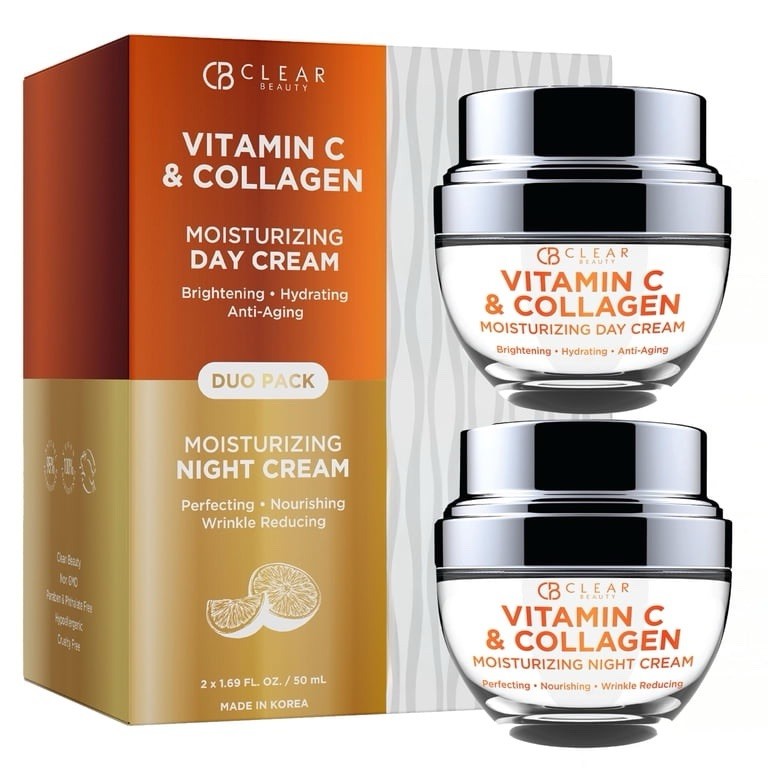 CB Clear Beauty Vitamin C - Collagen DAY/NIGHT Cream DUO Pack 2x 1.69 FL