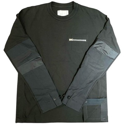 sacai 21SS Long Sleeve Nylon Cotton Oxford T-Shirt Black M Excellent Condition