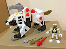 Power Rangers Imaginext Tigerzord and rare MMPR White Figure + Accessories V.VGC