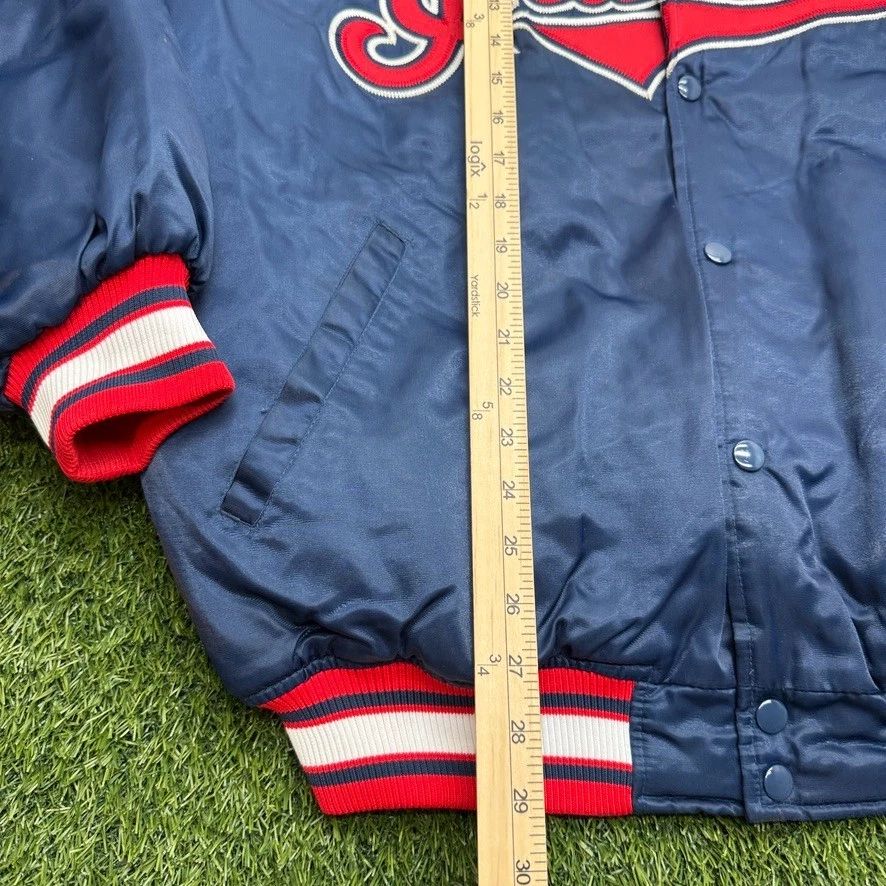 Vintage 90s Starter Cleveland Indians Bomber Jacket Mens XL Blue Wahoo - Image 3 of 4
