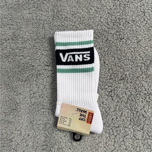 Vans Drop V Crew Socks Mens Womens 6.5-9 Black Green Classic Striped Athletic