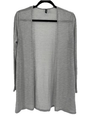 H&M Divided Women Gray Open Front Cardigan Sweater Longline Small Lightweight