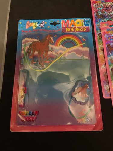 Vintage Lisa Frank Pferde Schmetterling Regenbogen trocken abwischbares Brett 90er SELTEN VERSIEGELT - Bild 4 von 10