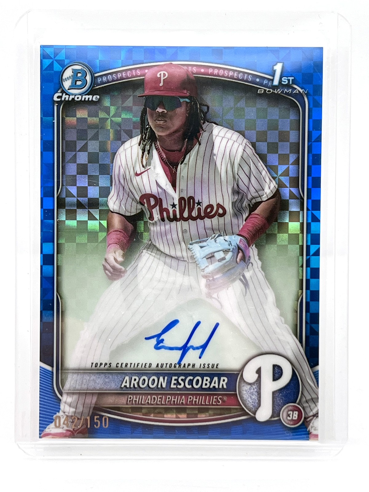 2025 Bowman Aroon Escobar Auto,/150 Chrome Blue X-Fractor #CPA-AE Phillies