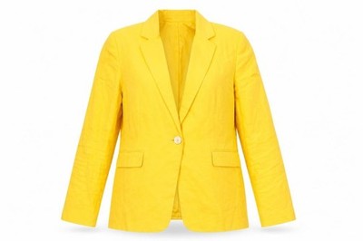 Mango Damen Blazer Größe 16 Gelb Mittellang Langarm Business Knopf