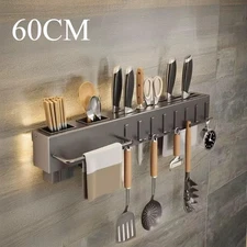 Kitchen Utensil Holder Wall Mounted Spice Organizer Shelf Hanging Storage Rack U
