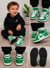 Air Jordan 1 Mid TD Lucky Green White Toddler Sneakers Shoes 7C DQ8425-301