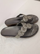 Sandalias Andrea E Michele Corcho Cuña Tanga Hechas en Italia TALLA 8.5/9.0 Plateadas
