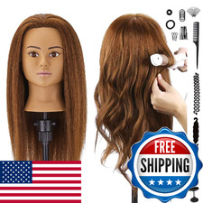 100 Human Hair Mannequin Head Hair Styling Training Head Cosmetology Manikin He