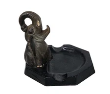 1940's John Wright Cast Iron Figural Elephant Ashtray Bottle Opener Vintage 