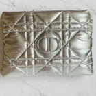 Christian Dior Cannage Pouch Makeup Bag Case Silver Logo 23 x 17cm Novelty 2026