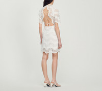 Sandro Paris Kleid Weiß Lace Mock Neck Short SFPRO03120 Gr. 34 Xs Damen Dress