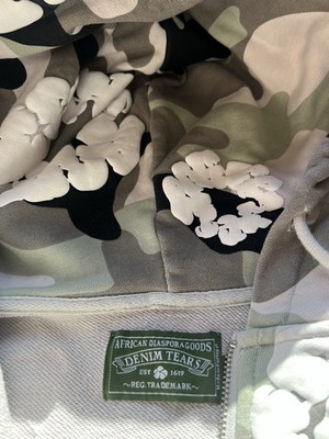 DENIM TEARS Camouflage Floral Full Zip Hoodie Cotton Men