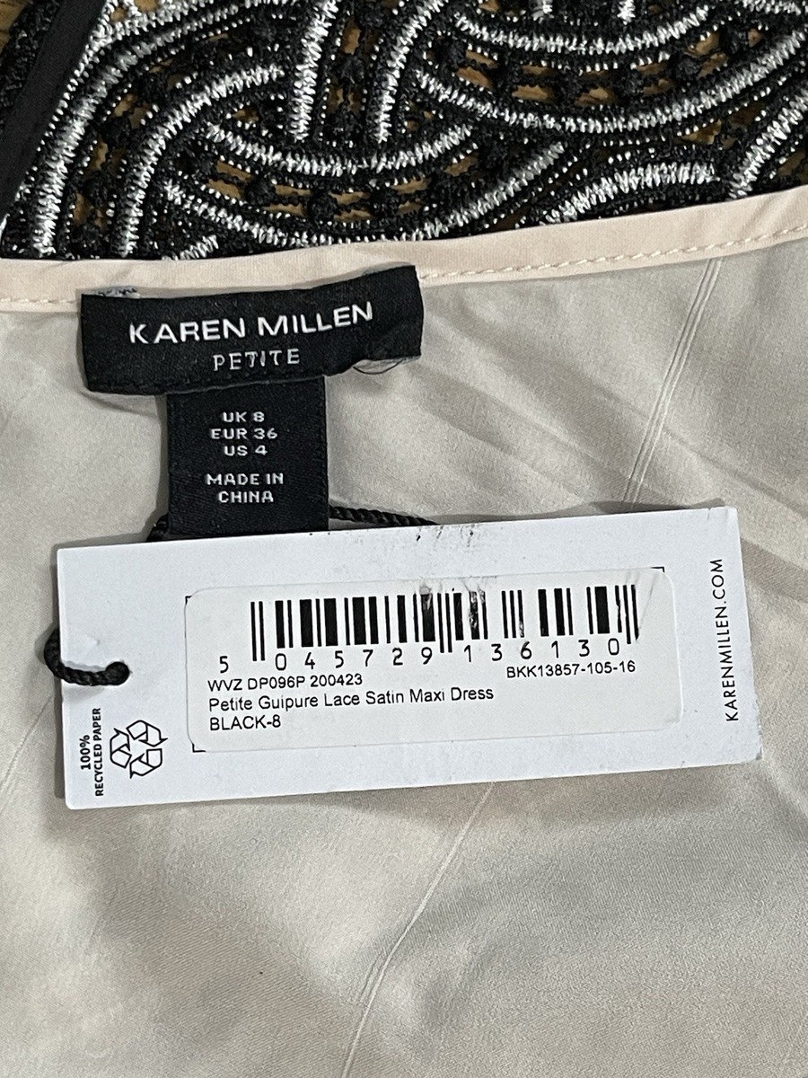 $619 KAREN MILLEN Petite Guipure Lace Pleated Placed Print Woven Maxi Dress  US 4 | eBay