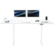 VIVO Electric Dual Motor 83 x 30 Standing Desk, White Top, White Frame