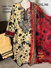 2XL Size 46 LAWN 3pc Shalwar Kameez Stitched Embroidered Suit Pakistani Indian