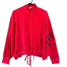 Juicy Couture Womens Sweatshirt Medium Red Oversized Seamless Logo Full Zip
