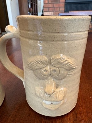 Large Paschal Art Pottery Studio 3-D Ugly Face Mug Handmade Big Teeth, 16 oz