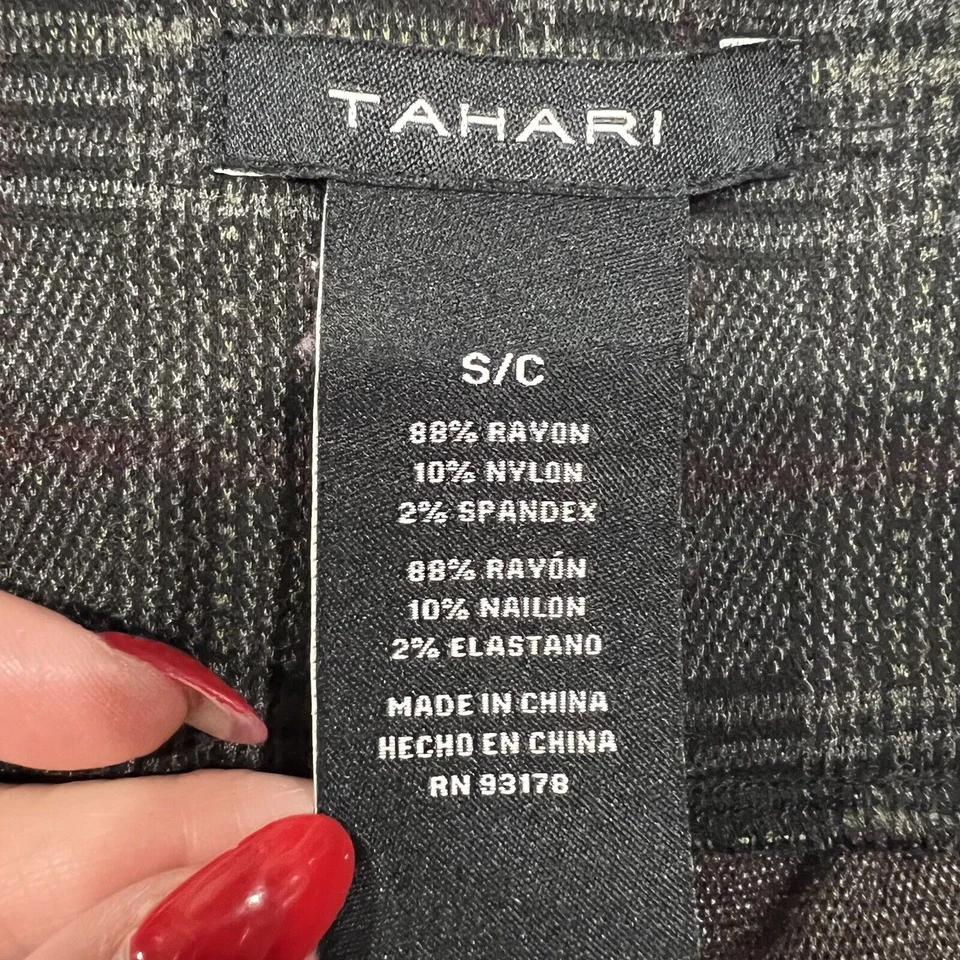 Leggings Tahari Pequeños S Dark Academia Ventana Panel Glen Cuadros Banda Ancha tiro alto Foto 3 de 4