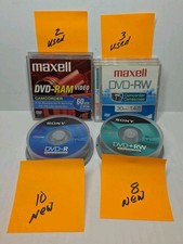 Lot Of New Sony Camcorder DVD RW 8 disc Sony DVD-R 10 Disc 5 Used Maxell Disc