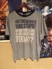 Vintage Y2K 2005 Top Heavy Ringer T-Shirt “Are You Always This Stupid?” Size L