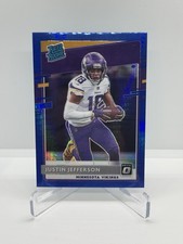 2020 OPTIC 163 JUSTIN JEFFERSON BLUE HYPER RATED ROOKIE CARD RC. rookie card picture