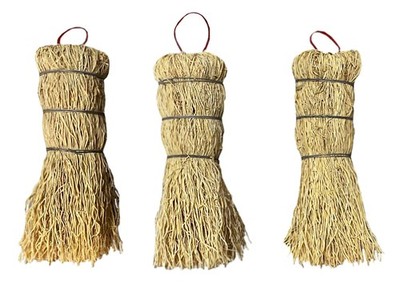 Coladera Set of 3 Natural Fiber Dish Brush Cleaners Mexican Escobetas Yellow 