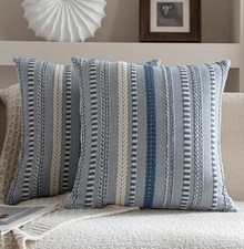 Boho Throw Pillow Covers 18x18 Inch Set of 2, 18" x 18" Pack of 2 Blue