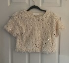 ZARA Girls Feathered And Heart Shaped Sequins Top Size 11-12 Years — photo 1