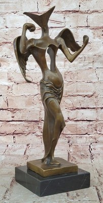 Salvator Dali Surrealistic Angel Abstract Modern Bronze Statue Sculpture Decor