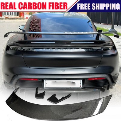 For Porsche Taycan 2020-2024 REAL CARBON FIBER Rear Boot Trunk Spoiler Wing Lip