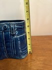 Vtg ceramic DENIM novelty planter vase blue jeans textured large  — photo 7