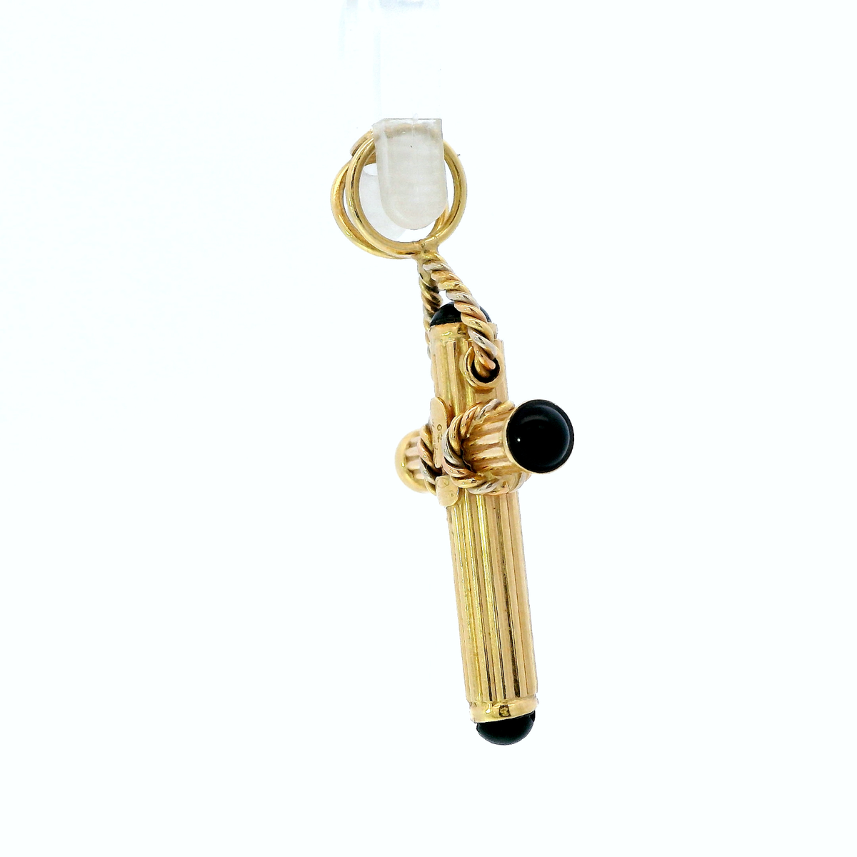 Vintage Italian Sidra Brev 18K Yellow Gold Black Onyx End Vintage Italian Sidra Brev 18K Yellow Gold Black Onyx End