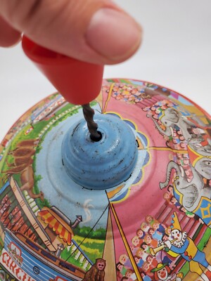 Vintage 1950s Tin Litho Spinning Top Toy LBZ GERMANY, Bugs