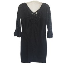 FP Free People Dress Womens Black Crochet Knit Fitted Pullover M Medium.