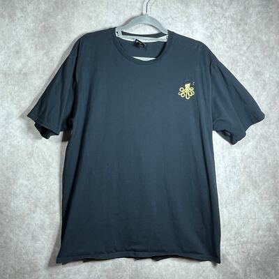 Percival Shirt Mens Size XXL Black Embroidered Octopus Short Sleeves Casual