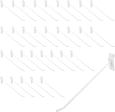 32PCS 10Inch Length White Slatwall Hooks, Metal Slat Wall Display Panel Hooks He