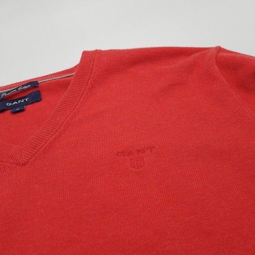 Pullover De Hombre GANT De Algodón Premium Rojo Con Escote En V Talla M - Imagen 4 de 6