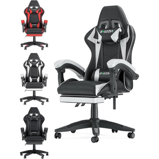 Silla Gaming con Reposapiés Sillas Gamer Ergonómica con Cojín Lumbar Reposacabezas G
